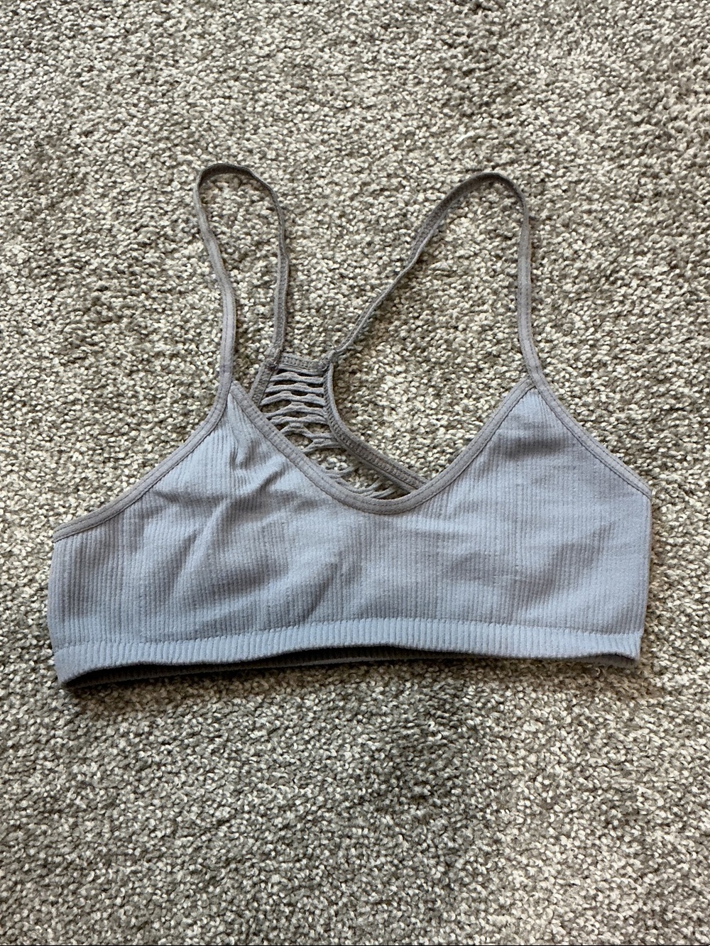 Free People Ribbed Strappy Bralette - Gray